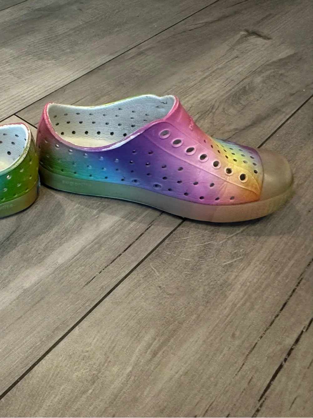 Native Children's Rainbow Slip-On Water Shoes - Neon Multicolor  Size 12C